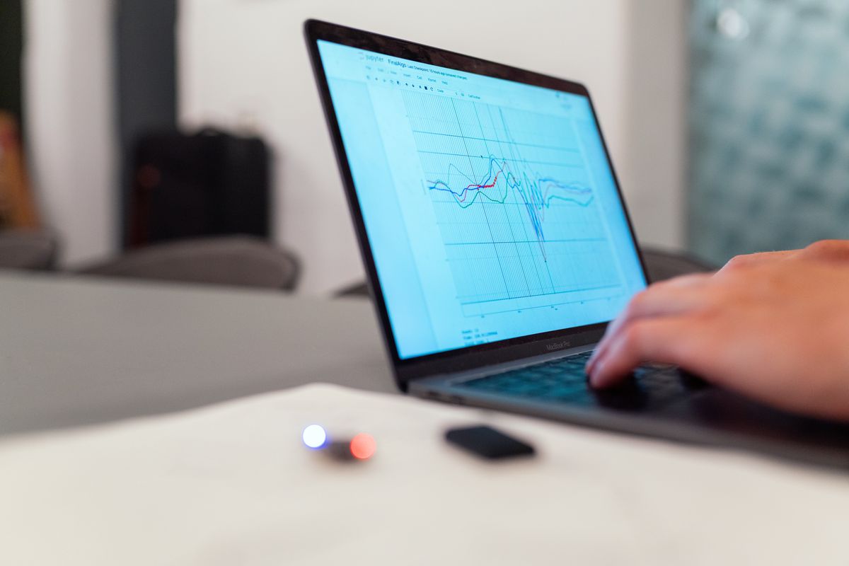 Graph on a laptop screen showing search performance data