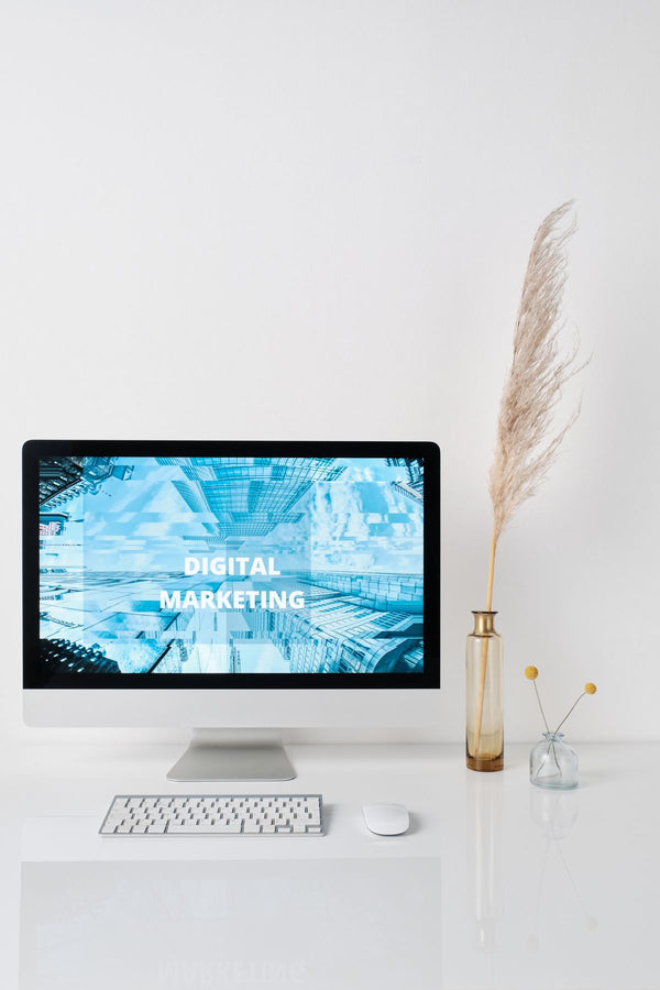 Digital marketing metrics displayed on a screen